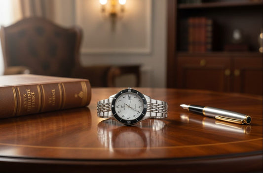 Arabic Dial Men's Watch With Silver Chain Strap and Date Function