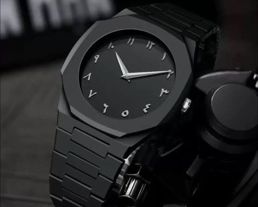 Black Arabic Stainless Steel Aura Watch