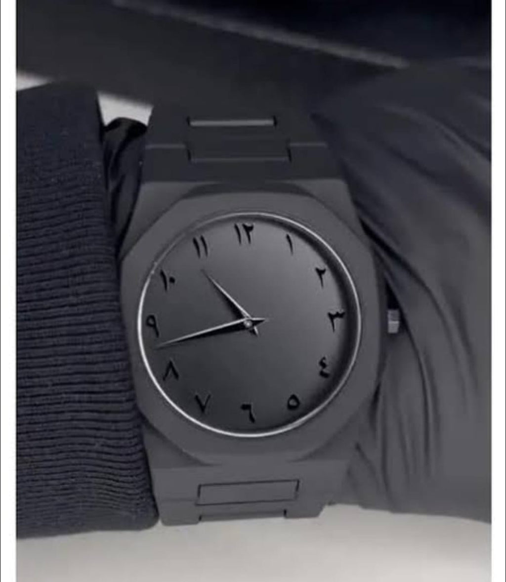 Black Arabic Stainless Steel Aura Watch