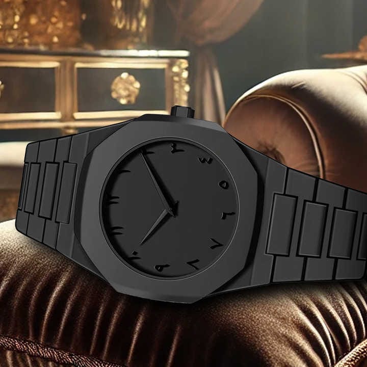 Black Arabic Stainless Steel Aura Watch
