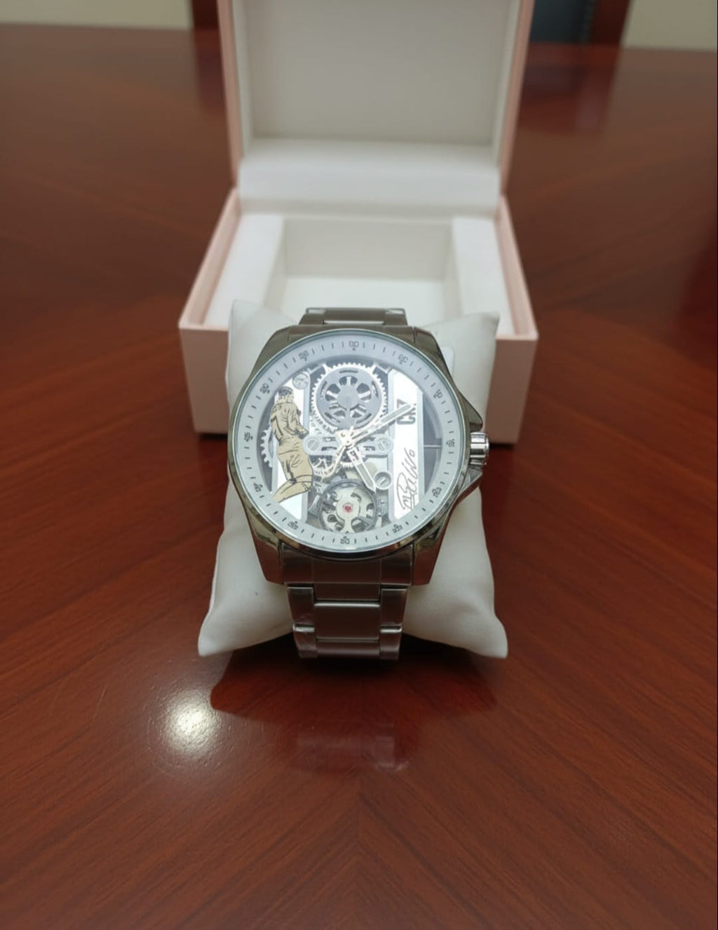 HUBLOT CR-7 SKELETON DESIGN CHAIN – SILVER & WHITE